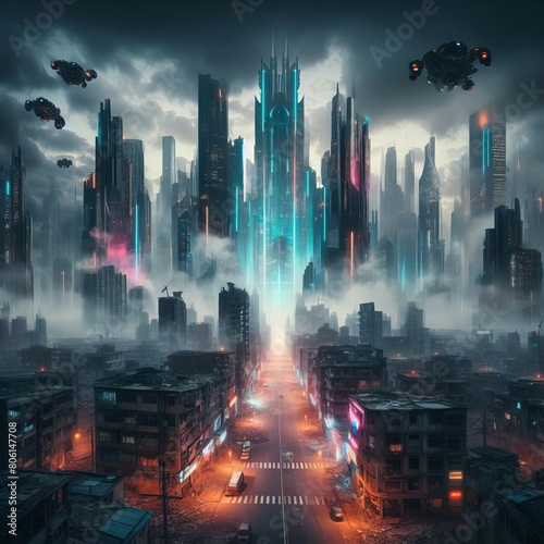 Bleak Dystopian Cityscape