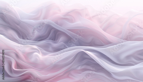 A gentle merger of dusty pink and soft grey waves, flowing together in a delicate and soothing manner that evokes the softness of early morning mist.