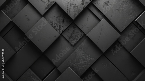 Textured black geometric pattern with a 3D effect for a modern and artistic background,Black crystal background with triangles,An abstract black background with many triangular shapes