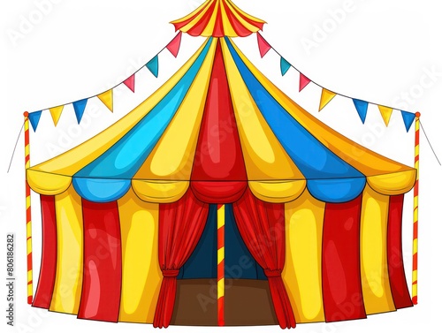 circus tent, cartoon draw in white background