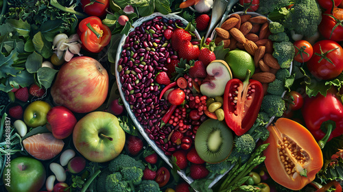 fresh fruits, vegetables, and whole grains, promoting heart health and cardiovascular wellness