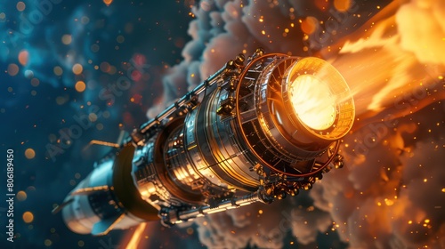 spaceship engine firing in space