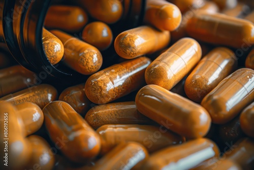 multivitamin capsule pills in a glass jar