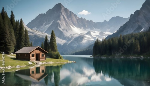 Visualize A Picturesque Alpine Lake Surrounded By