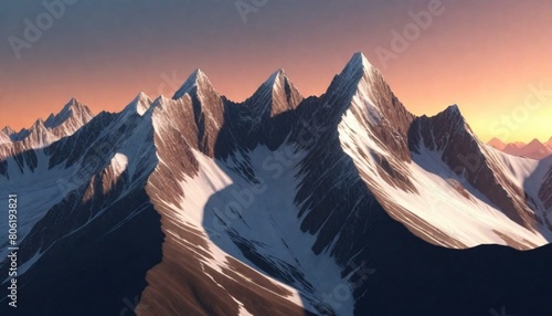 3d model Serene mountain range at sunset majestic (9)