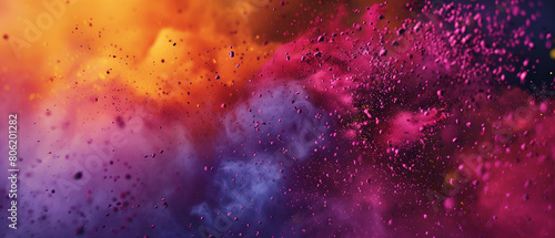 Brightly colored powder exploding at festive Holi celebration in India.
