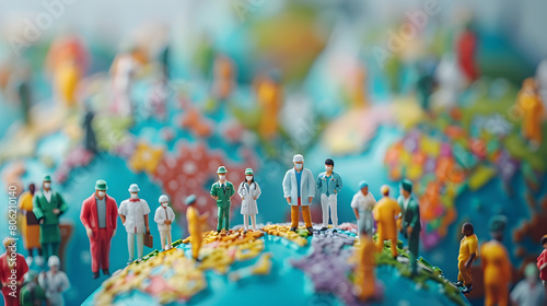 Isometric 3D Icons: Global Health Workers in Discussion on Population Day