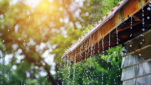 Macro shot of a rainwater harvesting system, sustainable living and cost-saving