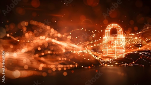 Digital padlock ensures secure online transactions fostering trust in customer data protection. Concept Online Security, Data Protection, Customer Trust, Secure Transactions, Digital Padlock