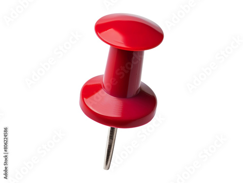 Red push pin isolated on transparent background