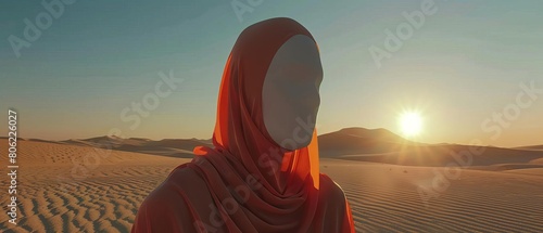 Surreal Faceless Glowing Serum Desert A faceless headtoglow serum desert stretches into the horizon