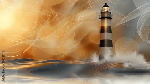 Digital lighthouse guides remote teams to successful project completion across virtual sea. Concept Remote Teams, Project Completion, Virtual Sea, Digital Lighthouse, Success