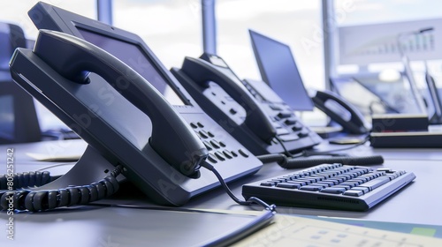 Office Communication Technology - Images related to technology in office settings, like teleconferencing equipment and office phones. 