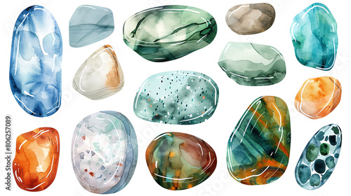 Colorful stones and gems. For use as textures or game assets.