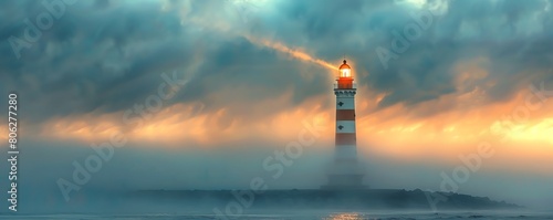 A lighthouse stands tall and proud on a rocky coast