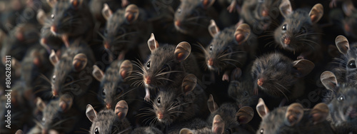 Capture a moment of collective distress and disbelief as a bunch of rats look up, their expressions filled with surprise and confusion, leaving viewers captivated by their emotional connection.