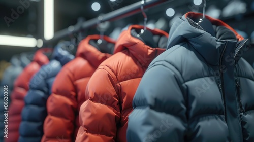 Colorful Winter Jackets on Display in Apparel Store