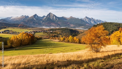 autumn in spisz in poland and slovakia with view to tatra mountains