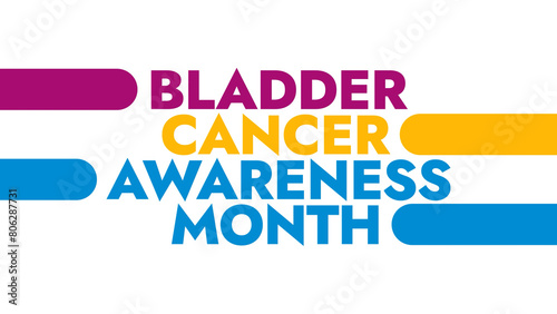 Bladder Cancer Awareness Month colorful text typography on banner illustration great for raising awareness about bladder cancer awareness month in may
