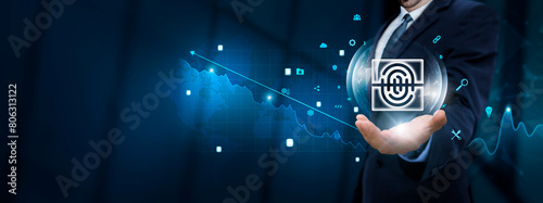 Digital Forensics: Businessman Hand Holding Digital Forensics Icon with Technological Icons. Cybersecurity and Data Analysis, Investigating Digital Evidence.
