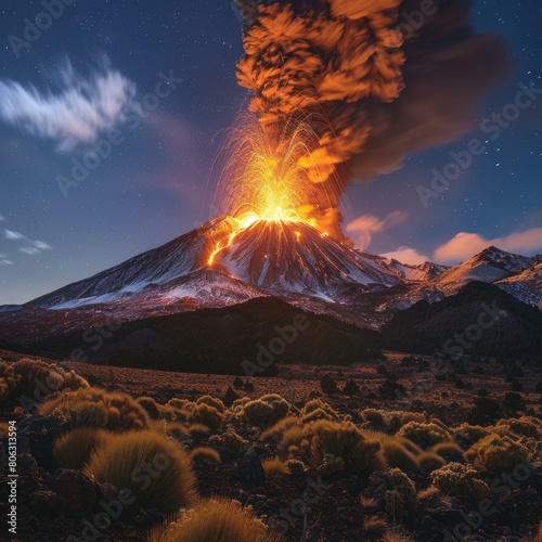 Stunning Nighttime Eruption of Mount Etna in Italy