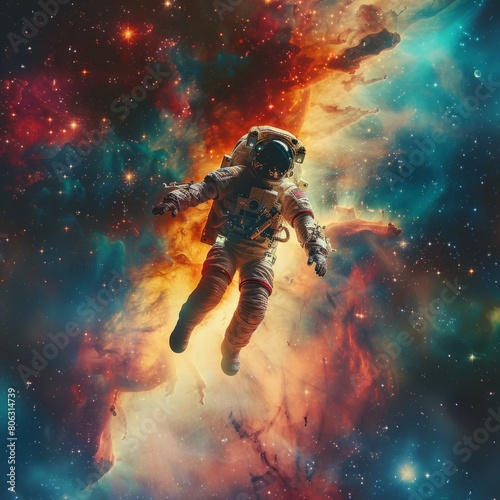 Astronaut in Nebula Space