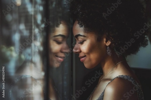 Empowered Woman Embracing Self-Love in Mirror Reflection