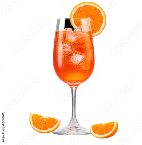 alcoholic aperol spritz cocktail, isolated on transparent background 