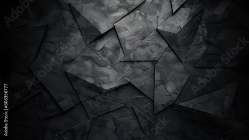 Abstract 3D rendering of dark geometric shapes with a rough concrete texture