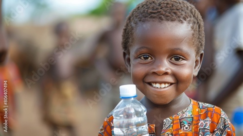 Young Boy Holding a Bottle of Water