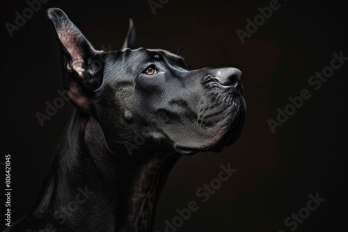 Mystic portrait of Great Dane, Isolated on black background