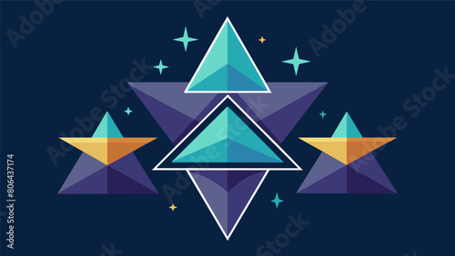 The alignment of stars in the shape of a triangle representing the three disciplines of Stoicism logic ethics and physics.. Vector illustration