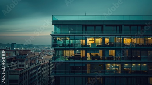 Cityscape of office buildings in the Poblenou district in the city of Barcelona capital of Catalonia in Spain