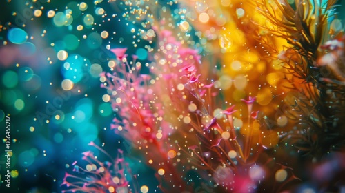 Vivid colors and dynamic movements fill the subatomic particle aquarium creating an otherworldly display.