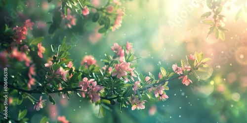 Nature's Delight: A Gorgeous Pink Flower Flourishing amidst a Vibrant Green Backdrop.