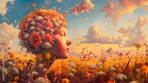 Surreal art about creative mind in oil painting 