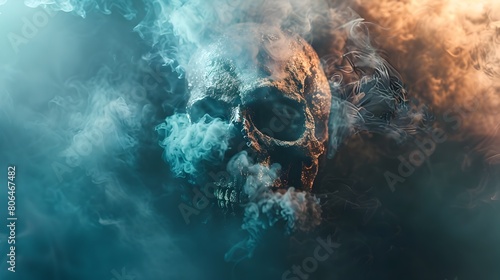Air Pollution Illustrated as a Deadly Skull Symbol A Warning of the Fatal Risk of Smoking and Lung Cancer Generative ai