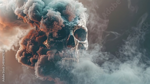 Air Pollution PM Illustrated as a Deadly Skull Symbol Warning of Lung Cancer Risk Generative ai