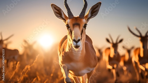 Fleet-footed gazelles in mid-leap,