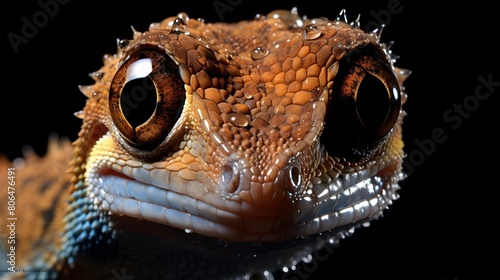 Gecko in mid-motion, skin folds and texture frozen