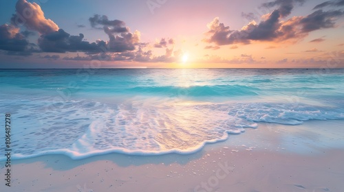Sunrise Serenity A Secluded Maldives Beach at Dawn epitomizing Luxury Travel Generative ai