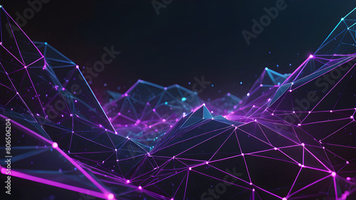 abstract plexus shape technology background with low polygons lines and dots for network digital data concept and communication
