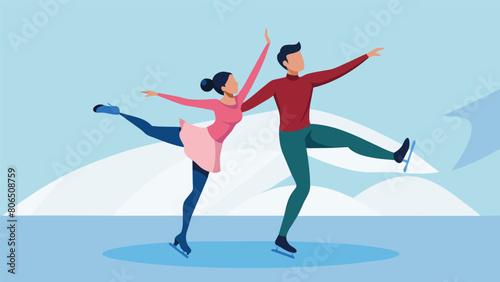 As the music crescendoed the figure skating duo embarked on a breathtaking sequence of spins and jumps showcasing their seamless chemistry.. Vector illustration