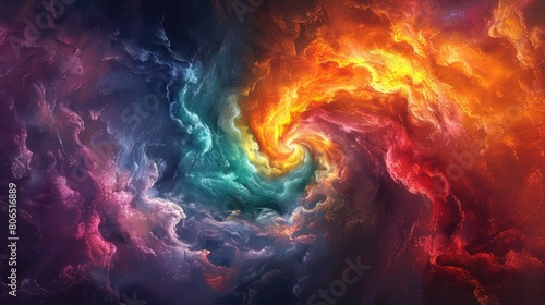 Abstract multicolored swirls and curves, colorful galaxy or nebula