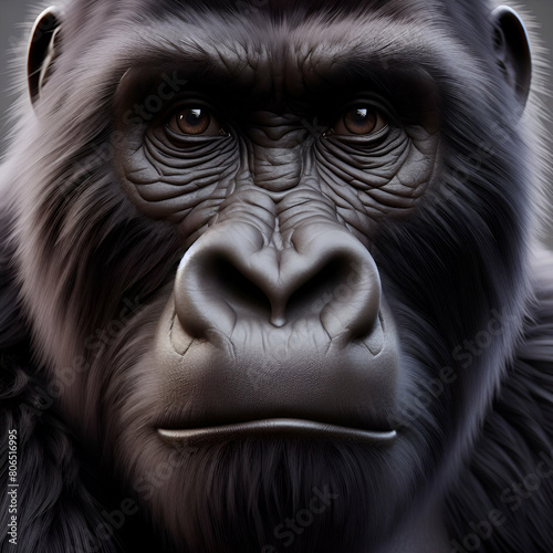 close up of a gorila face