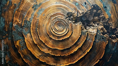 A close up of a tree trunk with a spiral pattern.