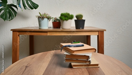 decoración interior con plantas y libros