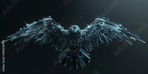Digital artwork of a raven with a crown of thorns. Symbolic image for duality or dark wisdom