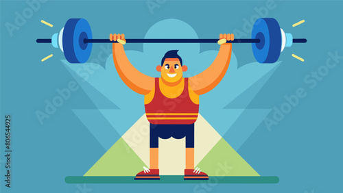 In a moment of pure triumph the weightlifter lifts the barbell above their head basking in the admiration and respect of the audience.. Vector illustration