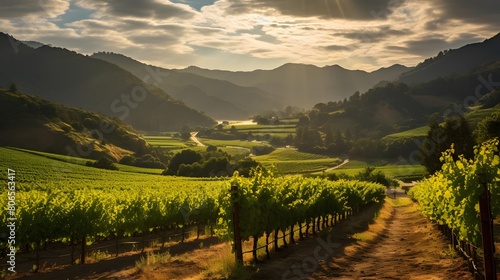 panoramic view of vineyards in the countryside of Tuscany